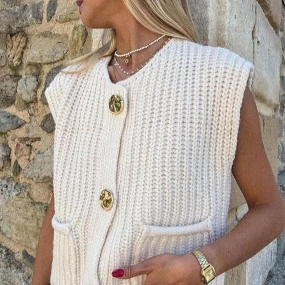 Unbranded Women's White and Cream Gilet